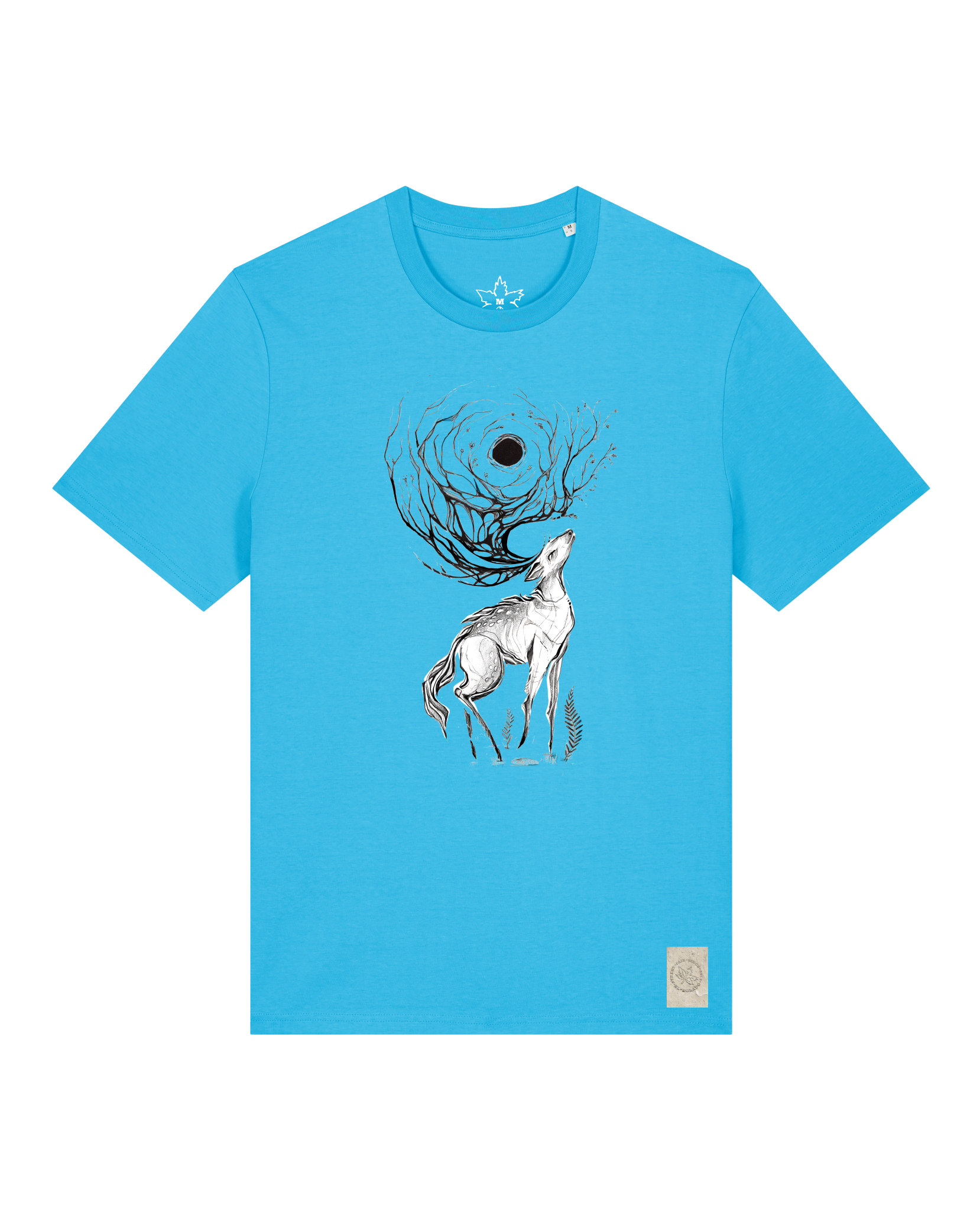 bio-unisex-medium fit-tshirt-moon deer-sttu169-wasserblau-front