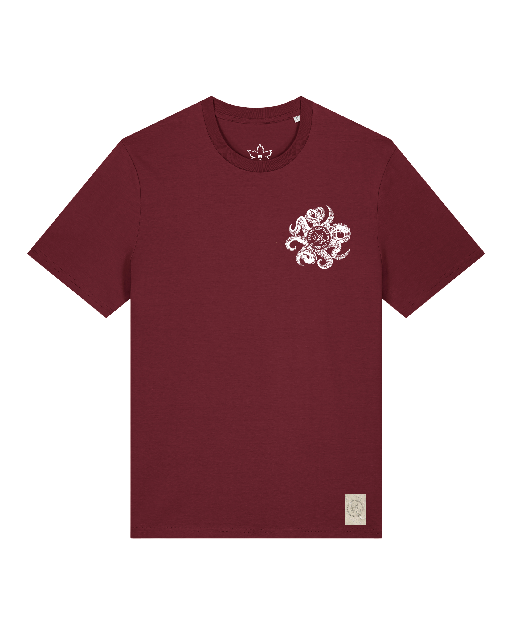 bio-unisex-medium fit-tshirt-octo (backprint)-sttu169-burgunder rot-front