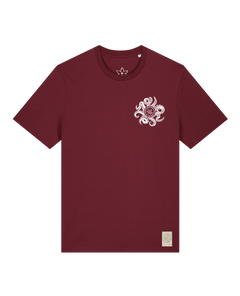bio-unisex-medium fit-tshirt-octo (backprint)-sttu169-burgunder rot-front