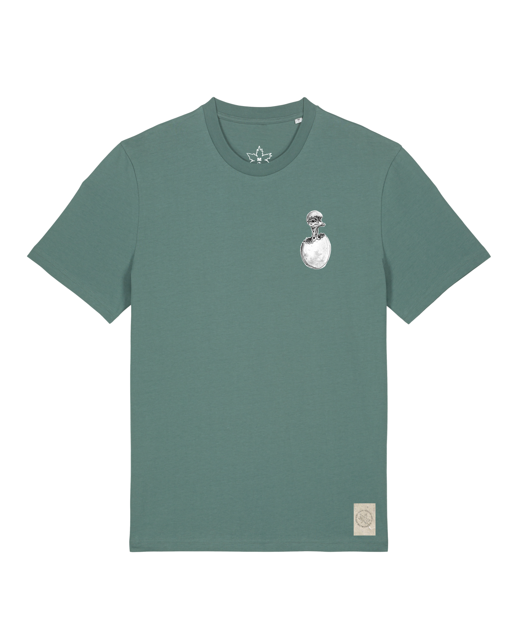 bio-unisex-medium fit-tshirt-ostrich evolution (backprint)-sttu169-blautanne-front