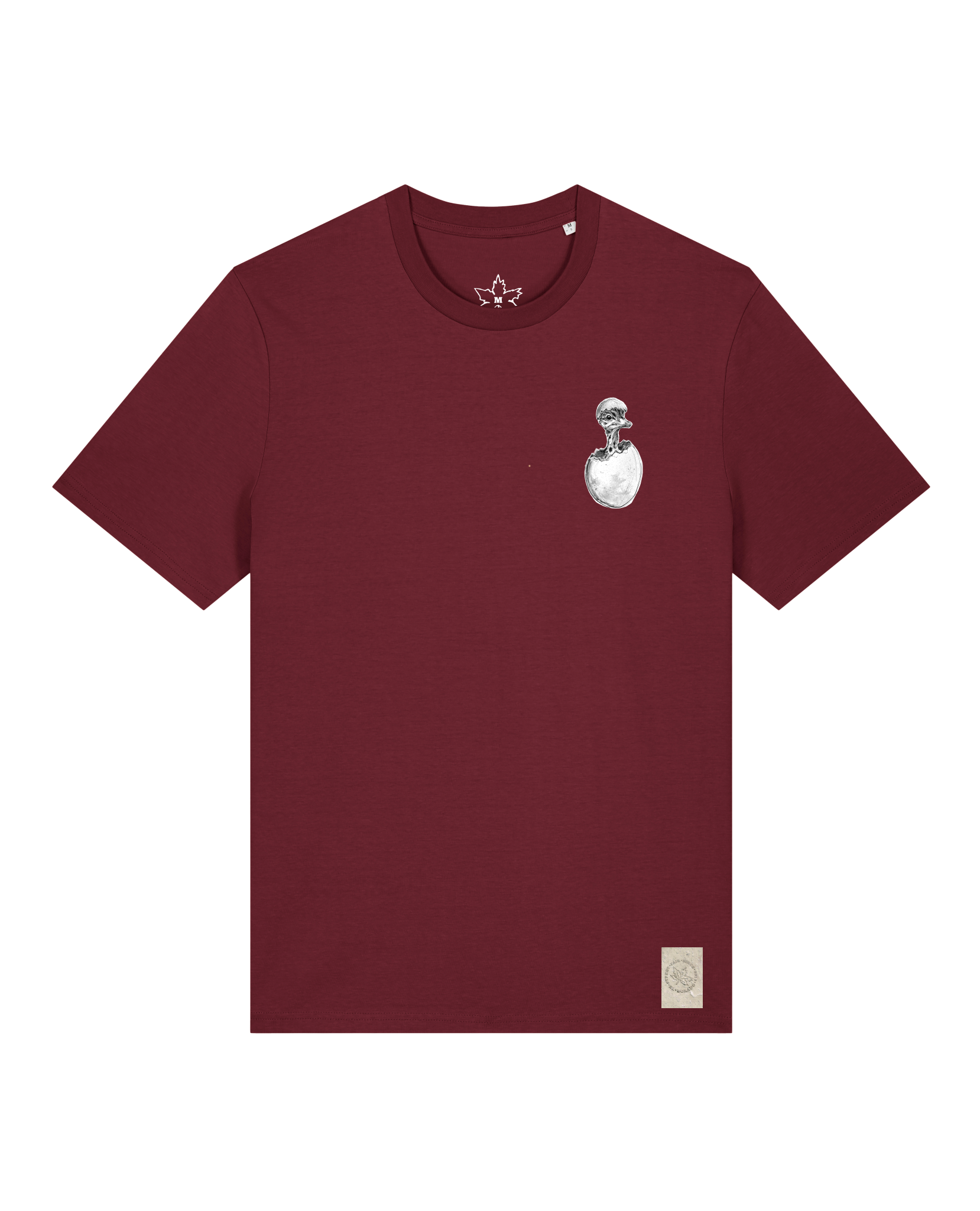 bio-unisex-medium fit-tshirt-ostrich evolution (backprint)-sttu169-burgunder rot-front