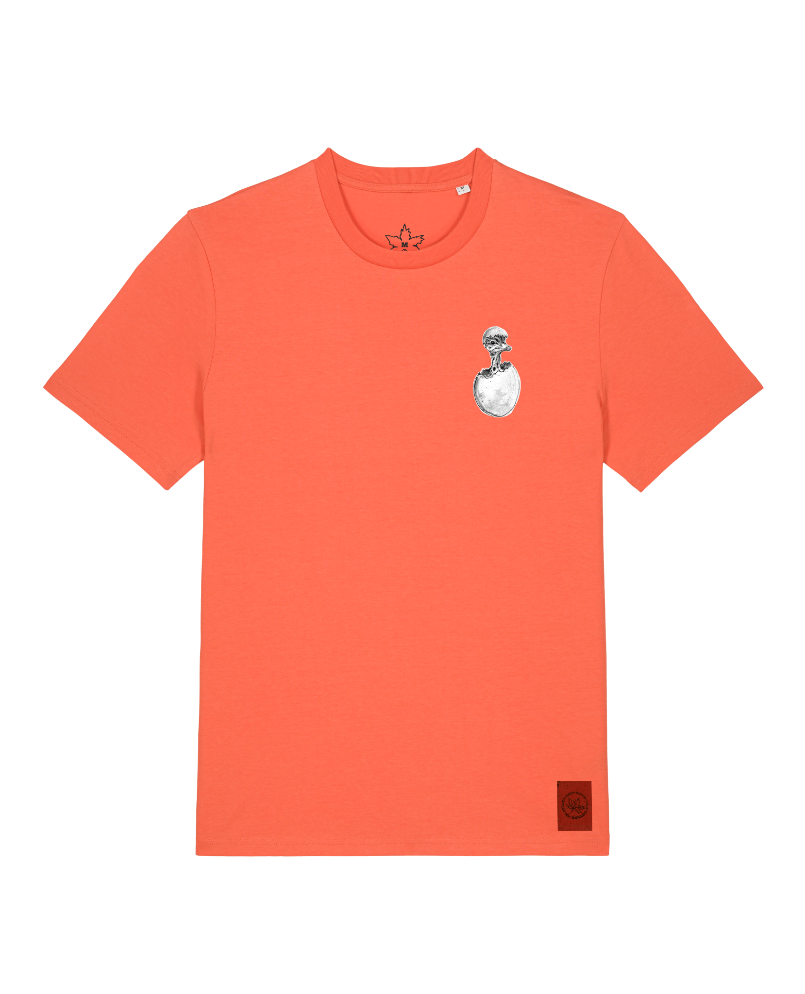 bio-unisex-medium fit-tshirt-ostrich evolution (backprint)-sttu169-mandarine-front