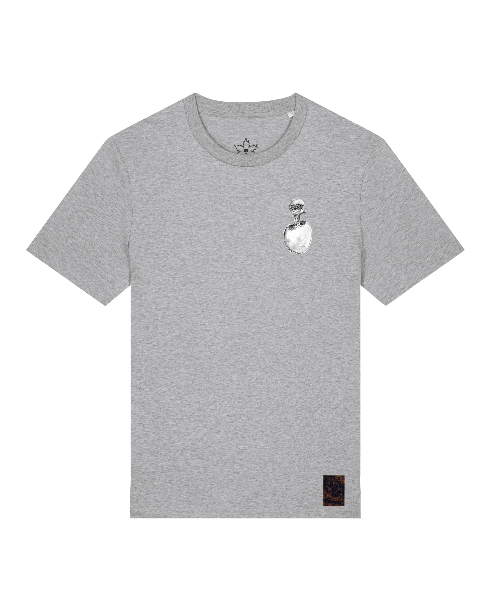 bio-unisex-medium fit-tshirt-ostrich evolution (backprint)-sttu169-mausgrau-front