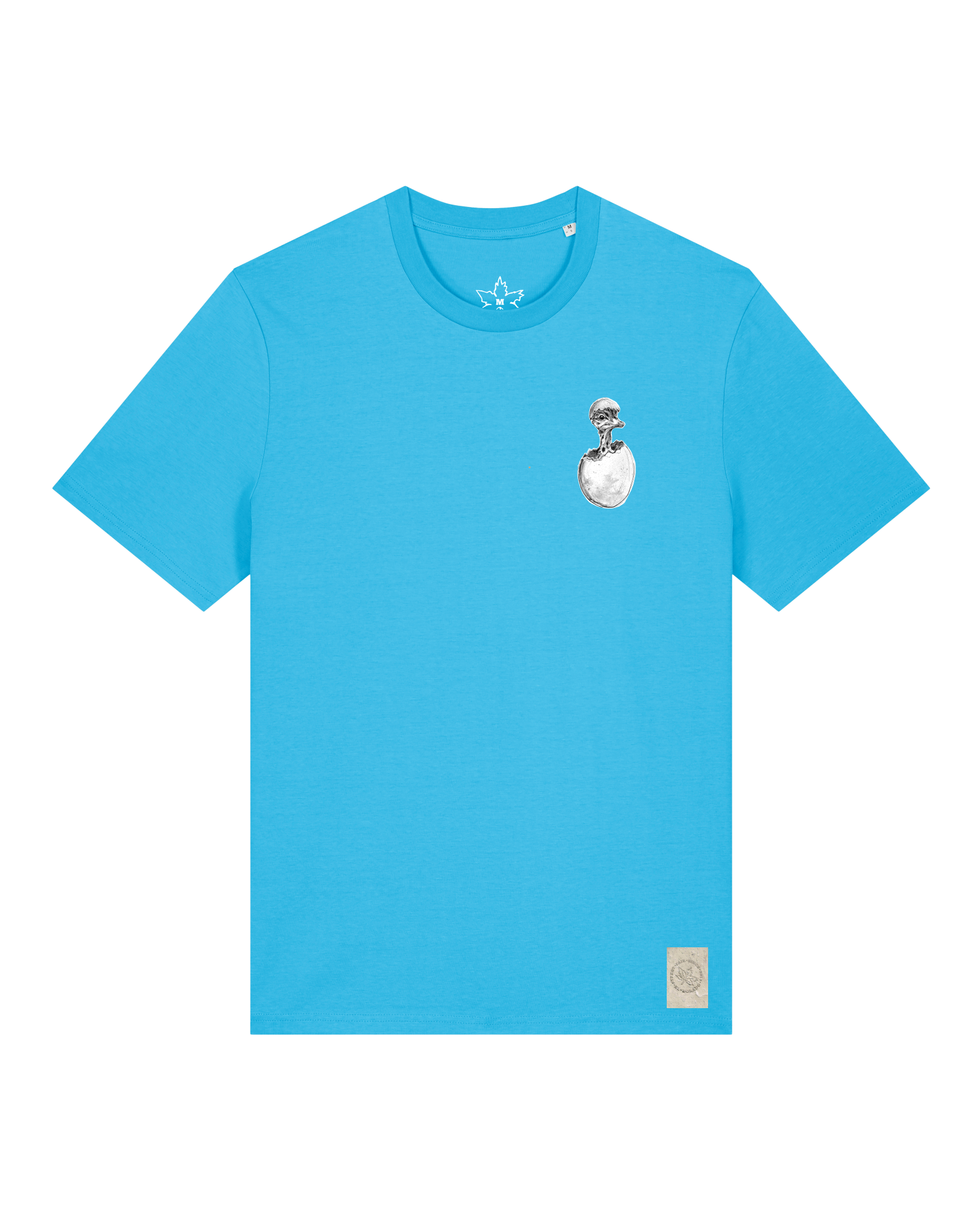 bio-unisex-medium fit-tshirt-ostrich evolution (backprint)-sttu169-wasserblau-front