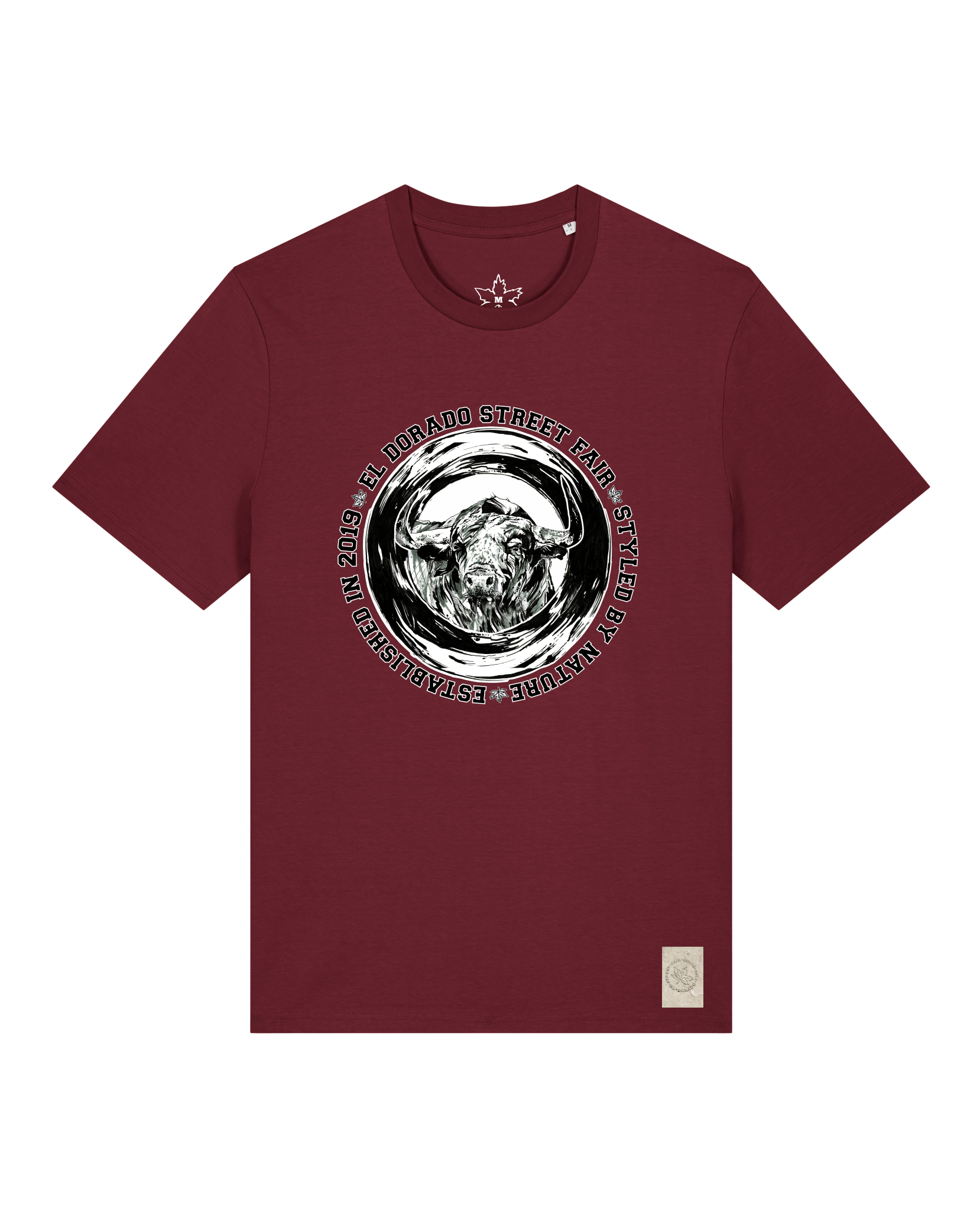 bio-unisex-medium fit-tshirt-oxpower-sttu169-burgunder rot-front