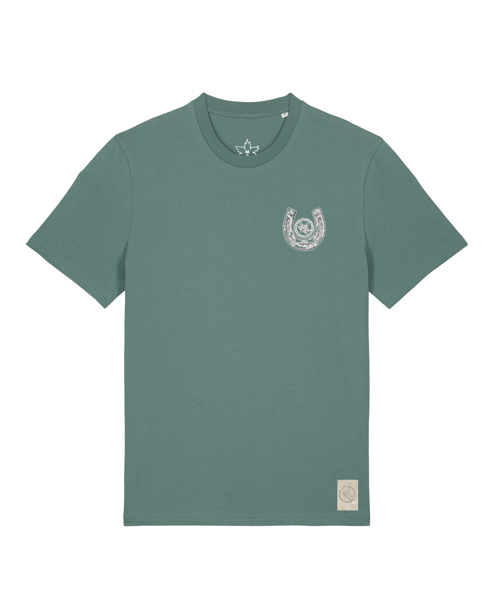 bio-unisex-medium fit-tshirt-pferd (backprint)-sttu169-blautanne-front