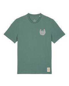 bio-unisex-medium fit-tshirt-pferd (backprint)-sttu169-blautanne-front