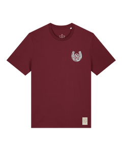 bio-unisex-medium fit-tshirt-pferd (backprint)-sttu169-burgunder rot-front