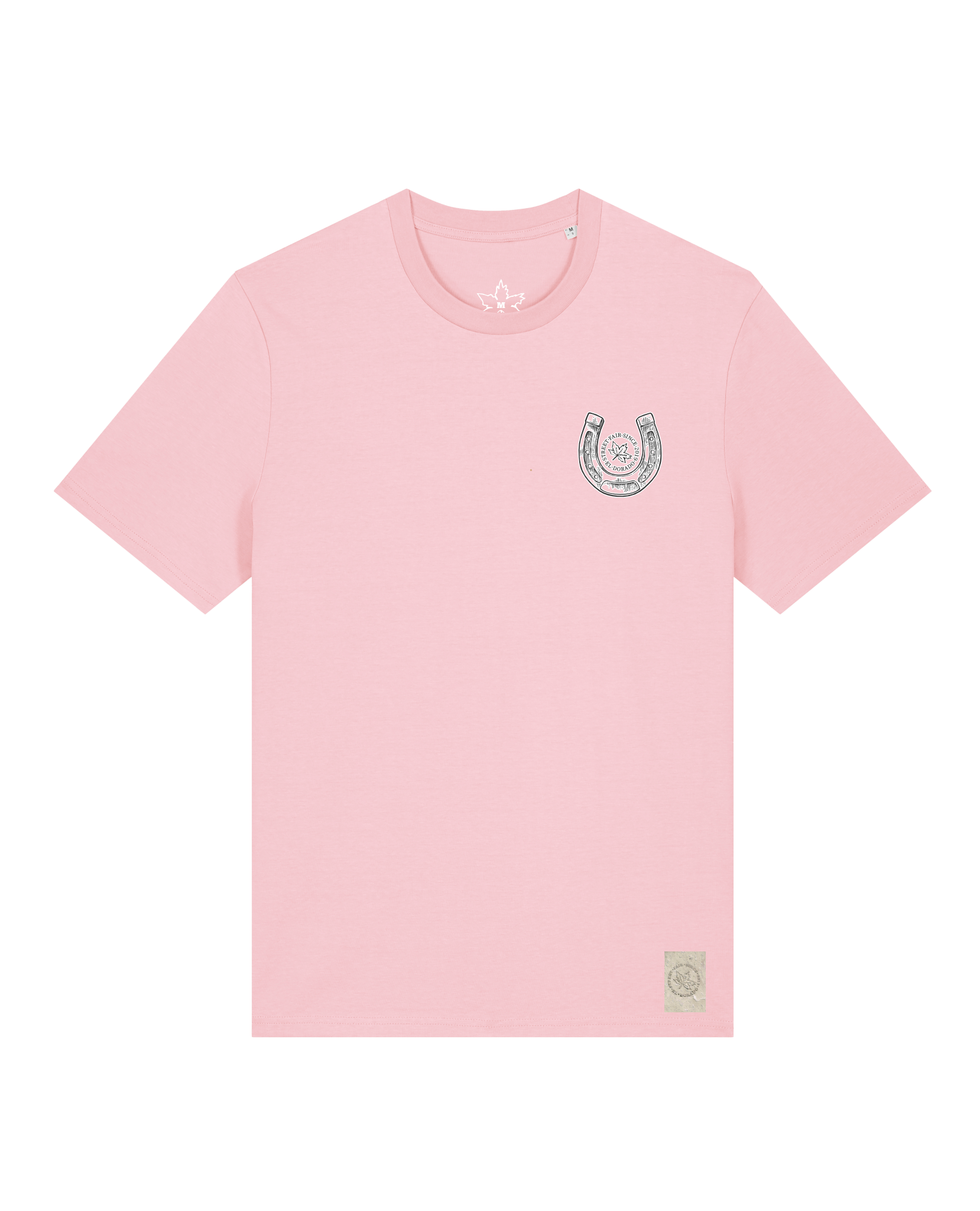 bio-unisex-medium fit-tshirt-pferd (backprint)-sttu169-flamingo-front