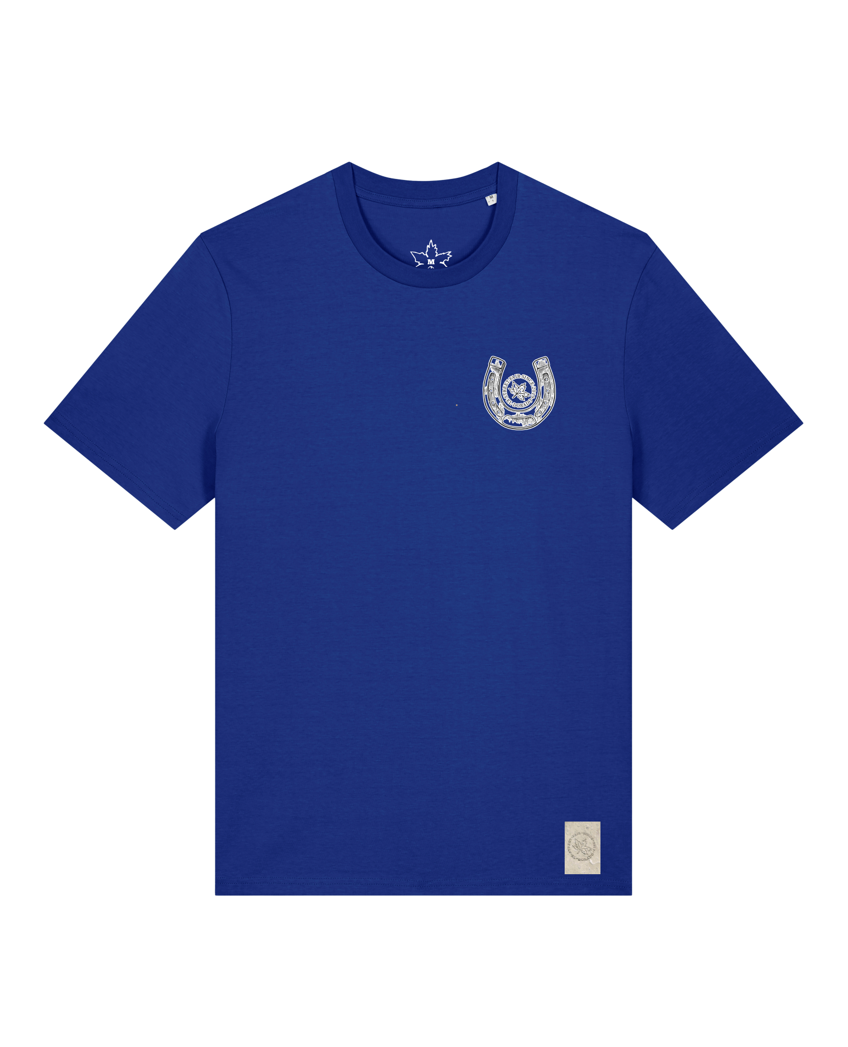 bio-unisex-medium fit-tshirt-pferd (backprint)-sttu169-kornblume-front