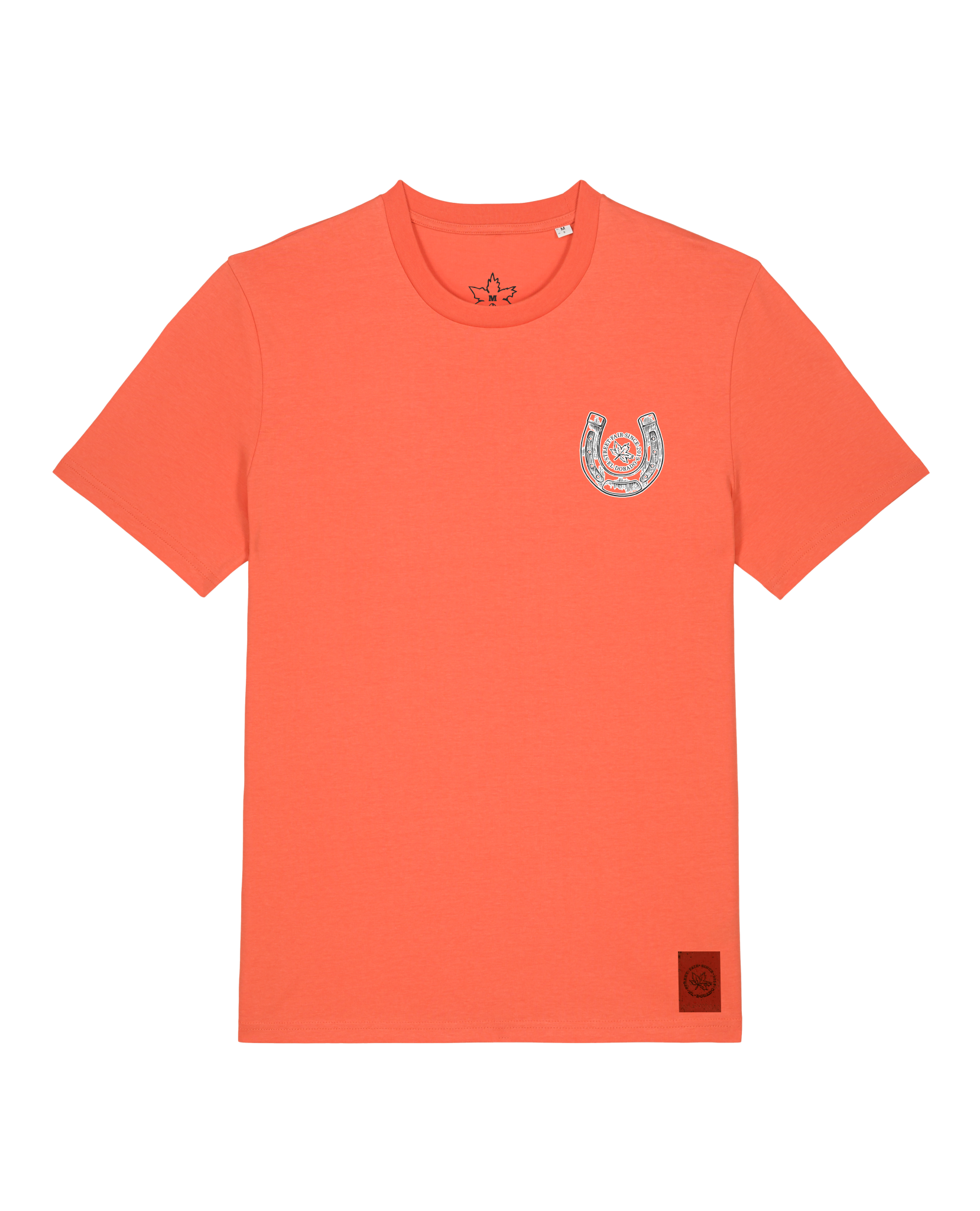 bio-unisex-medium fit-tshirt-pferd (backprint)-sttu169-mandarine-front