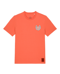 bio-unisex-medium fit-tshirt-pferd (backprint)-sttu169-mandarine-front