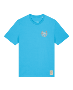 bio-unisex-medium fit-tshirt-pferd (backprint)-sttu169-wasserblau-front