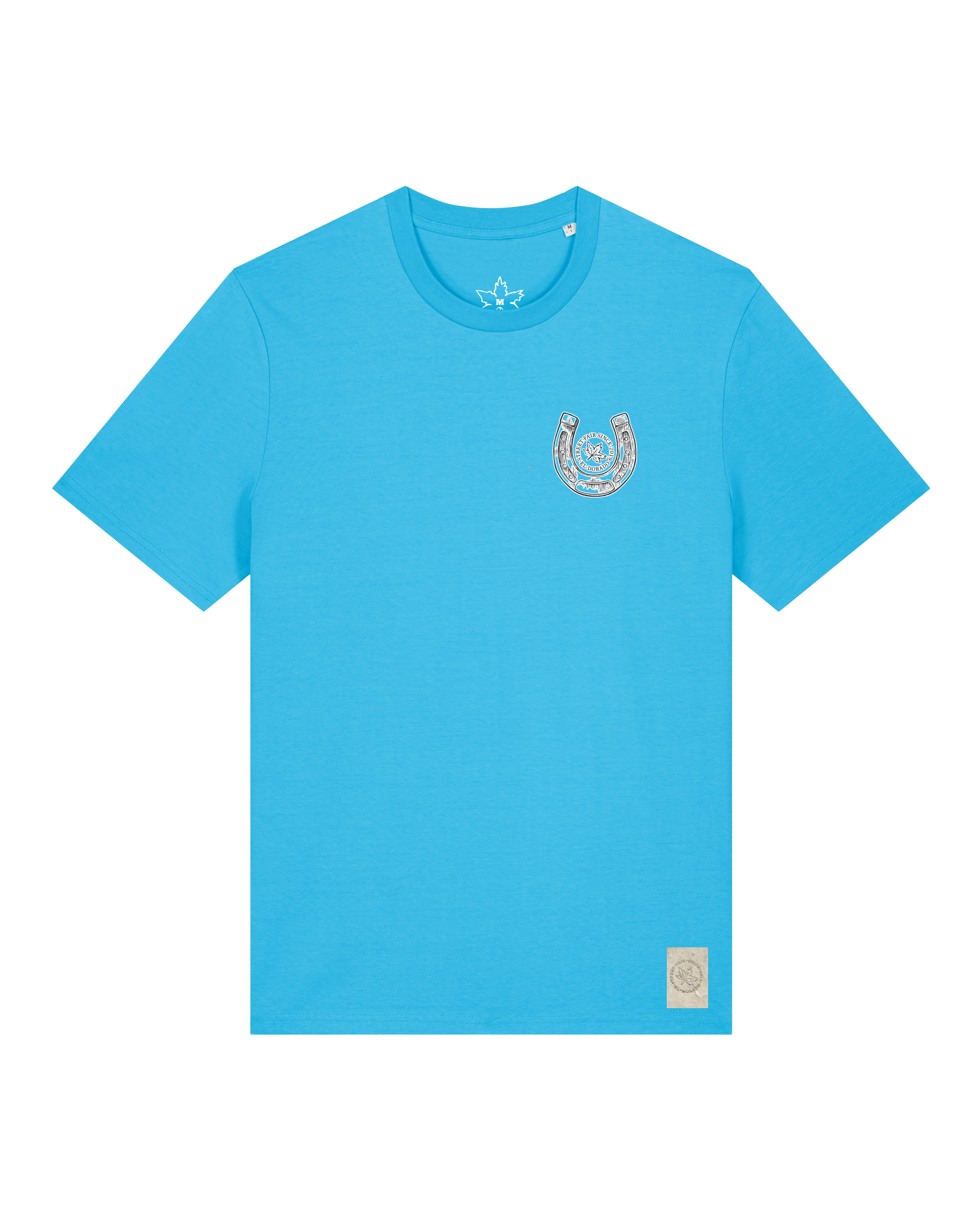 bio-unisex-medium fit-tshirt-pferd (backprint)-sttu169-wasserblau-front