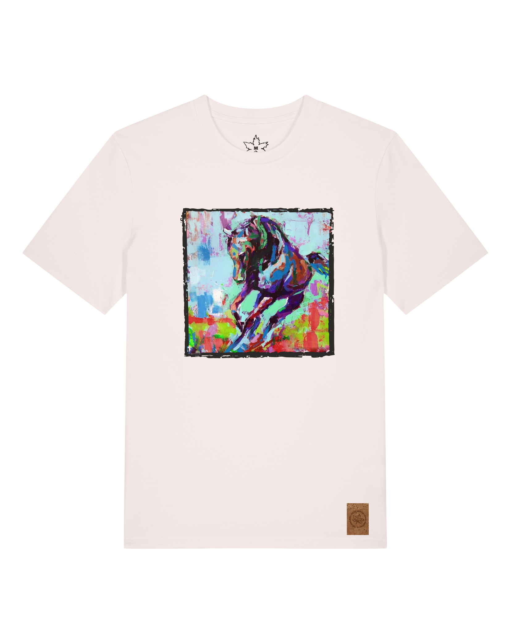 bio-unisex-medium fit-tshirt-pferd bunt-sttu169-baumwollblute-front