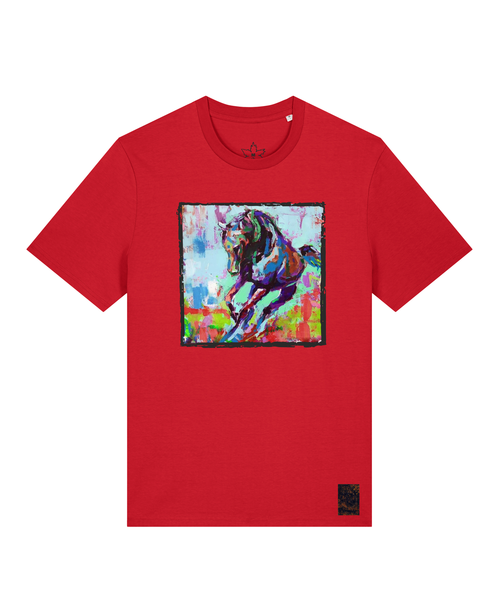 bio-unisex-medium fit-tshirt-pferd bunt-sttu169-erdbeere-front