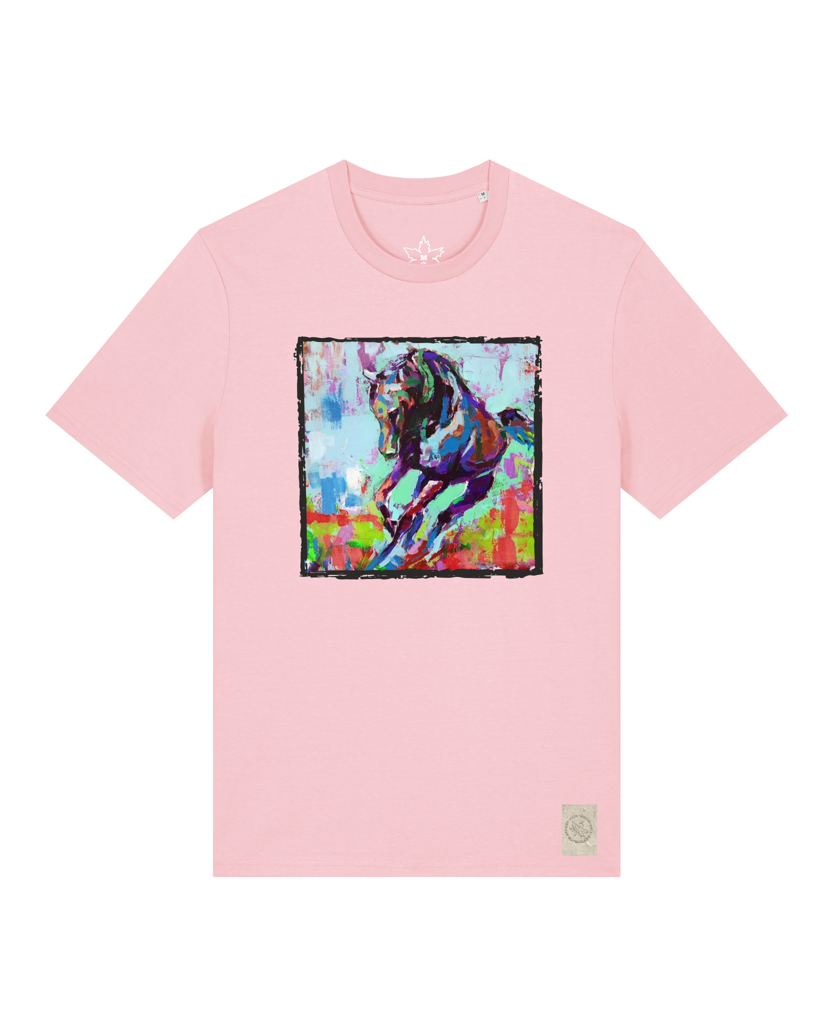 bio-unisex-medium fit-tshirt-pferd bunt-sttu169-flamingo-front