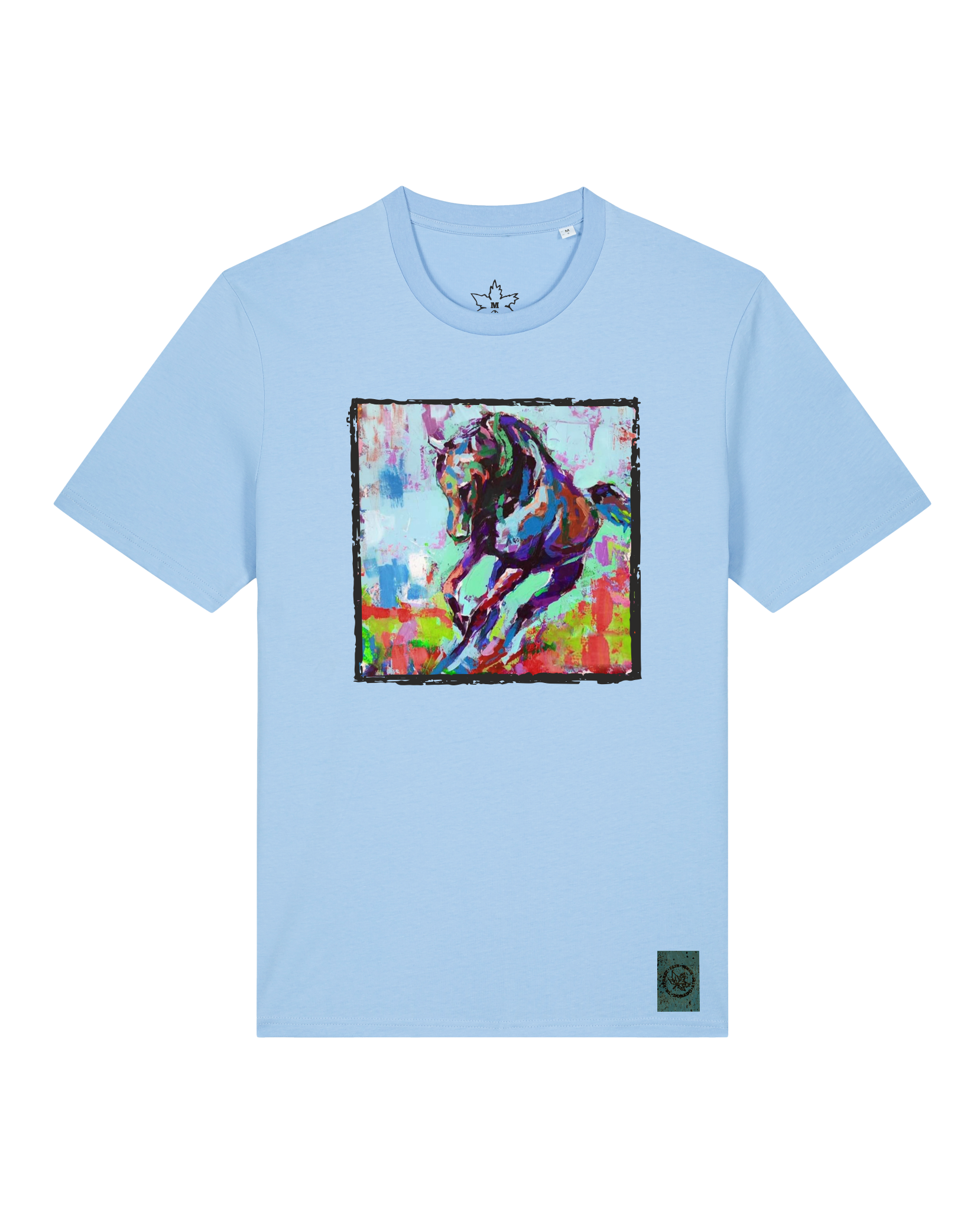 bio-unisex-medium fit-tshirt-pferd bunt-sttu169-lagune-front