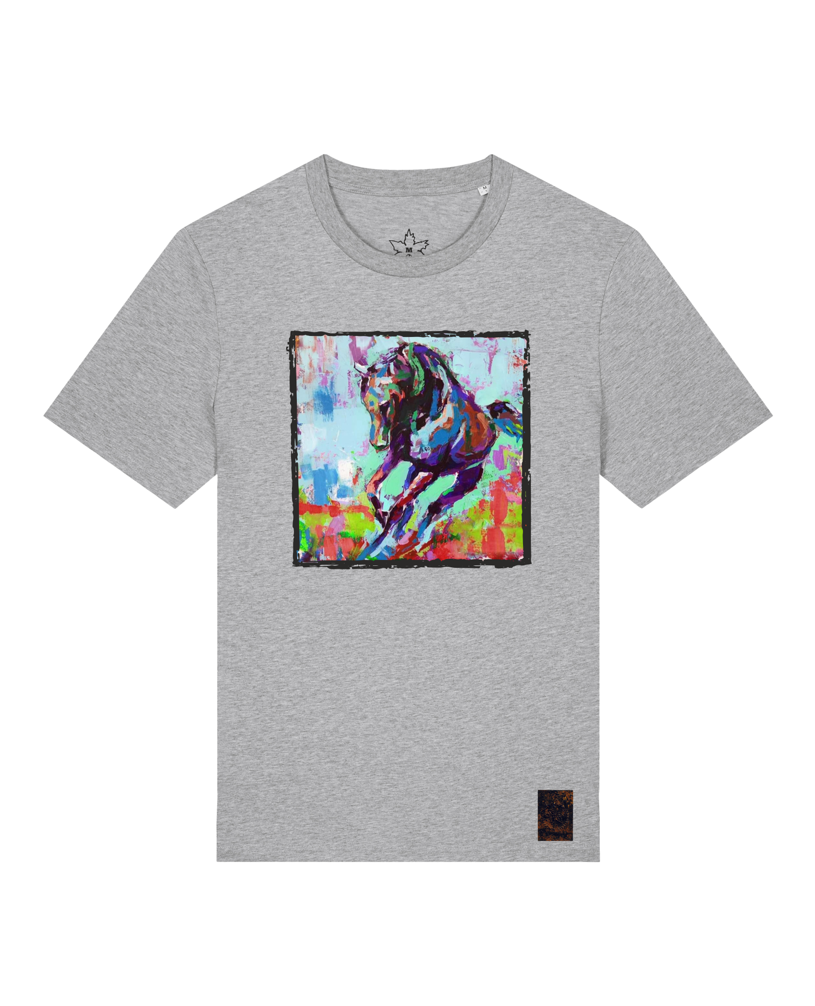 bio-unisex-medium fit-tshirt-pferd bunt-sttu169-mausgrau-front