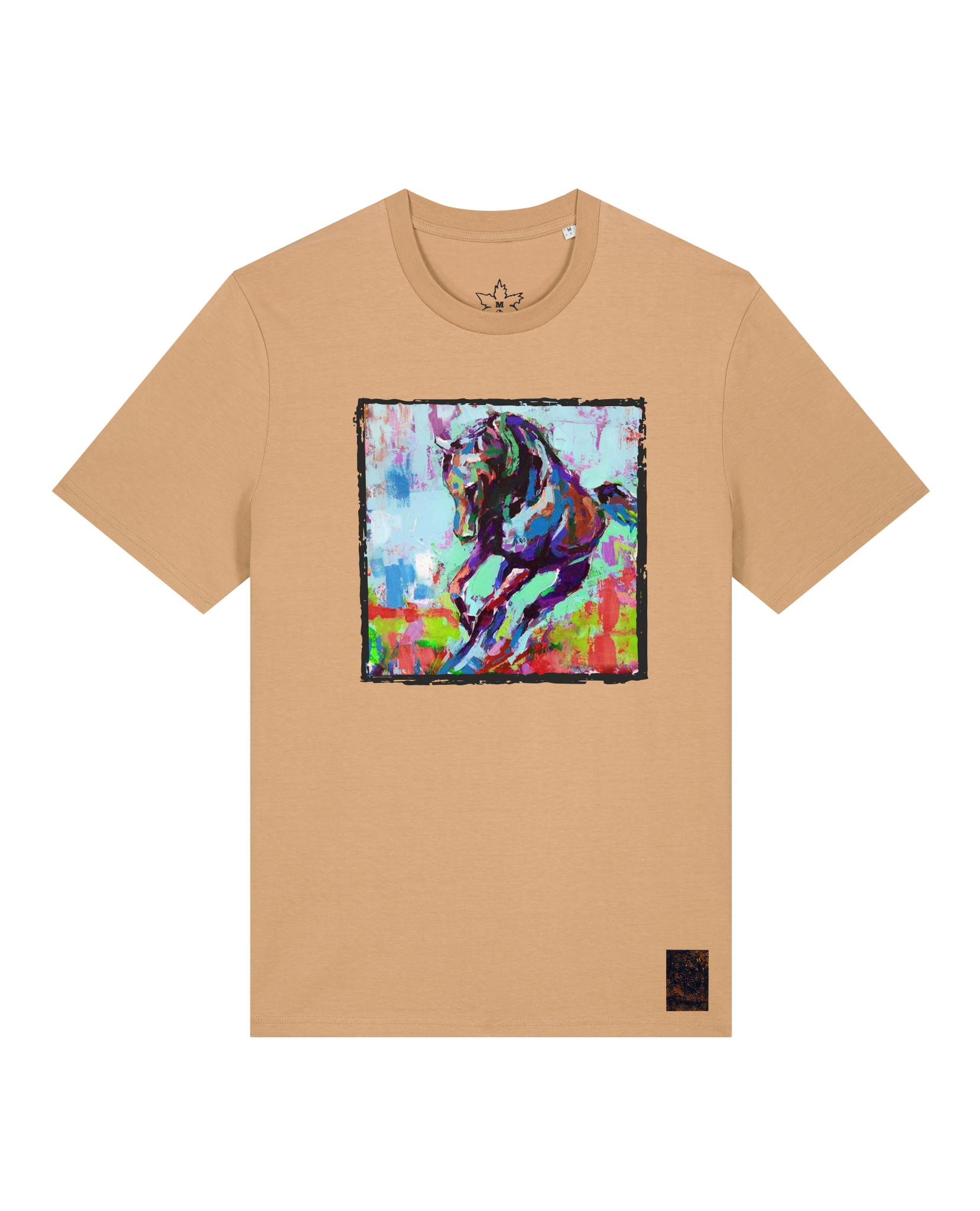 bio-unisex-medium fit-tshirt-pferd bunt-sttu169-meersand-front