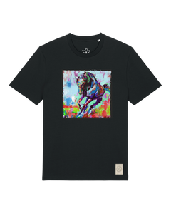 bio-unisex-medium fit-tshirt-pferd bunt-sttu169-schwarz-front