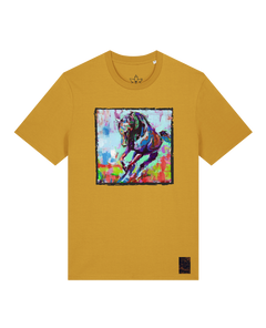 bio-unisex-medium fit-tshirt-pferd bunt-sttu169-senf-front