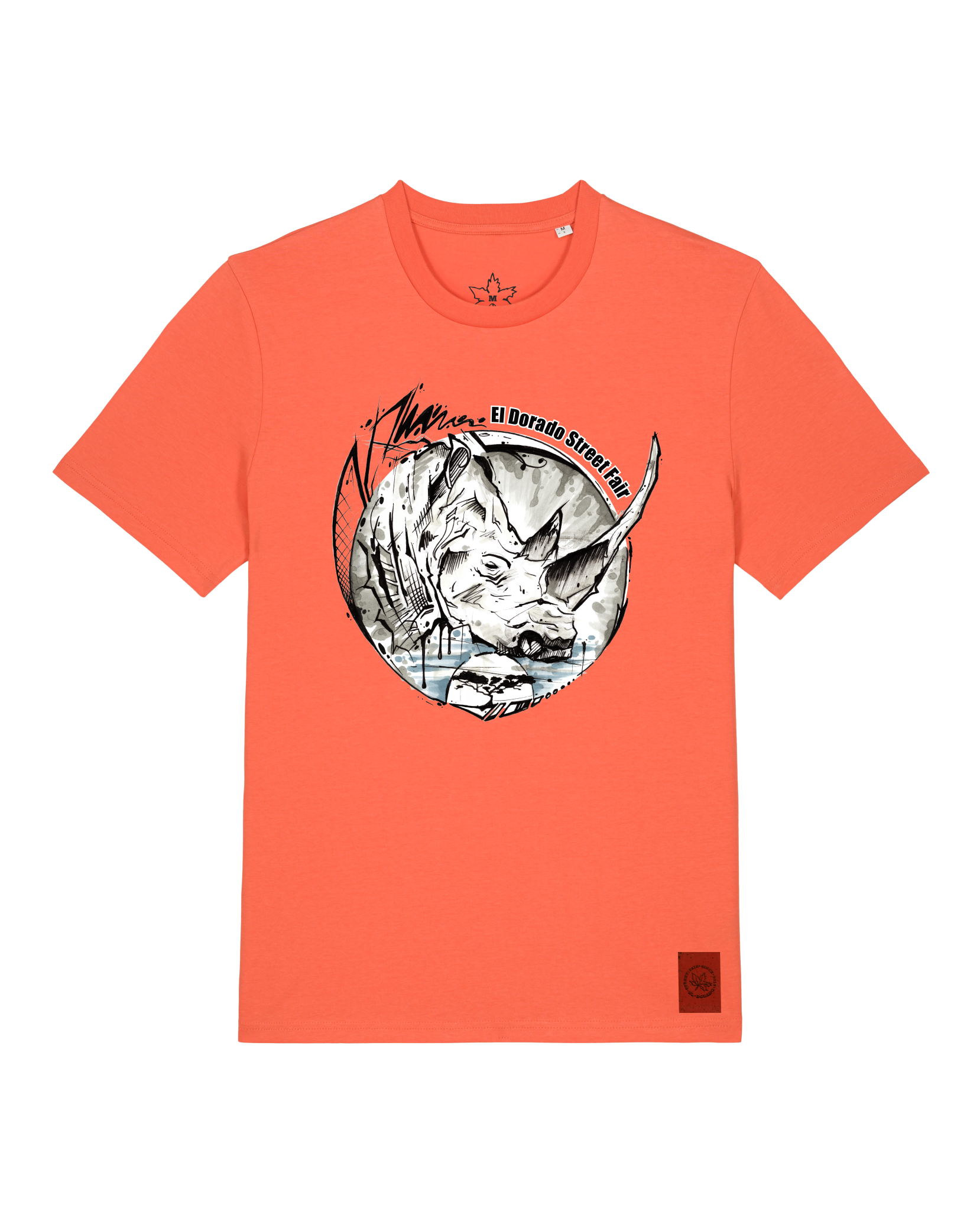 bio-unisex-medium fit-tshirt-rhinocchio-sttu169-mandarine-front