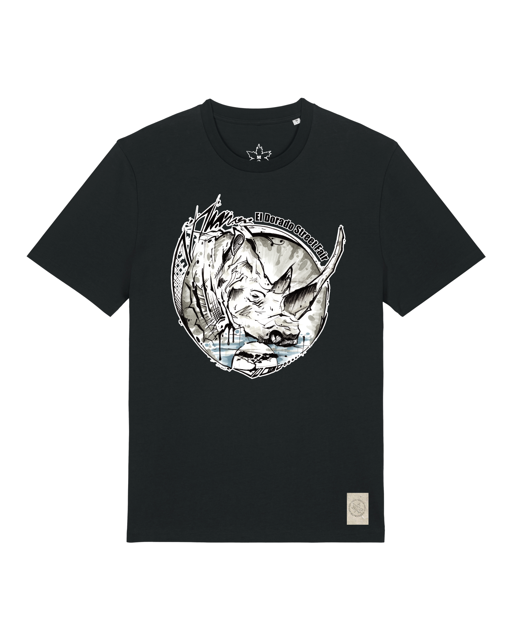 bio-unisex-medium fit-tshirt-rhinocchio-sttu169-schwarz-front