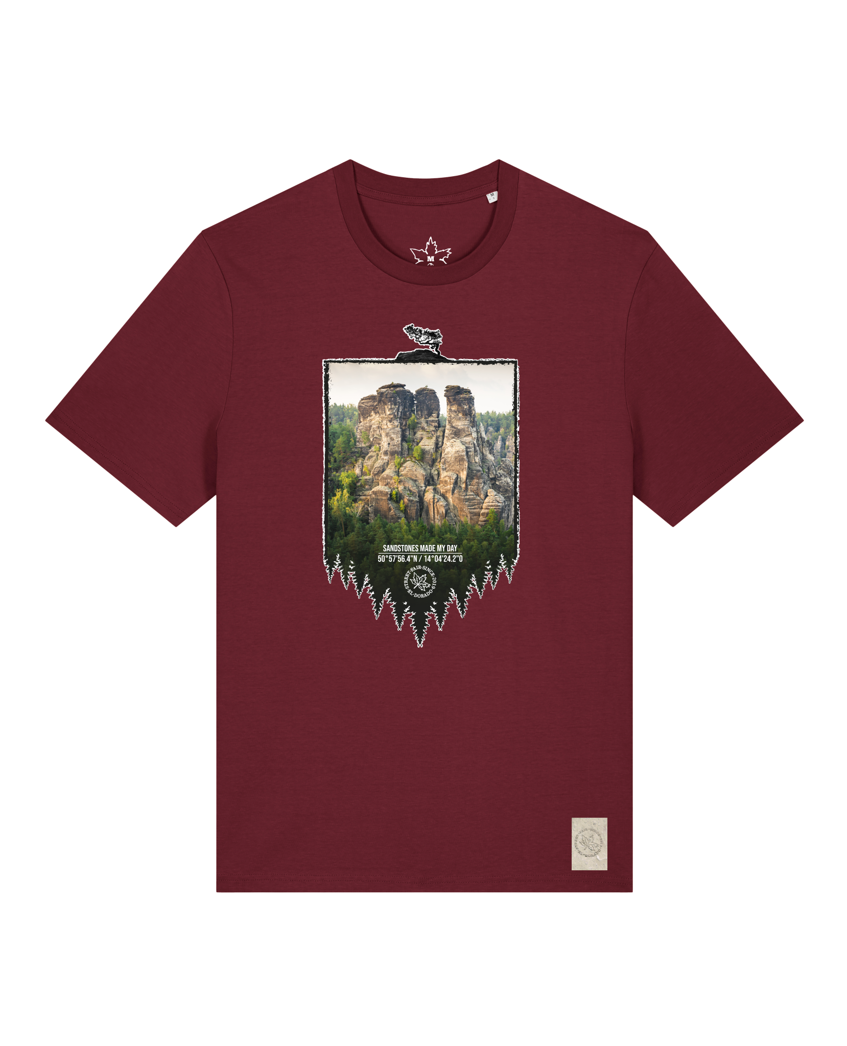 bio-unisex-medium fit-tshirt-sächsische schweiz-sttu169-burgunder rot-front