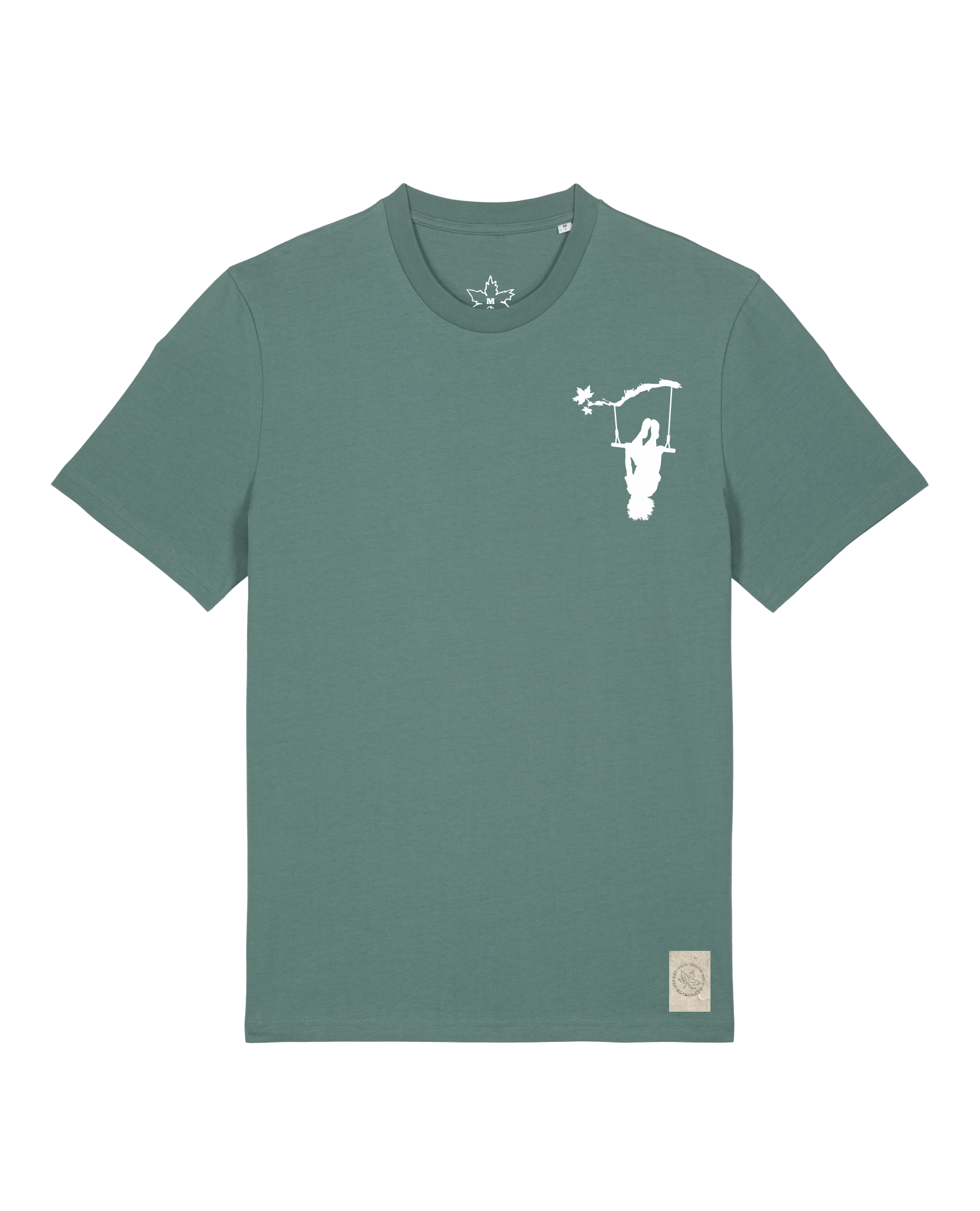 bio-unisex-medium fit-tshirt-schaukeln (backprint)-sttu169-blautanne-front