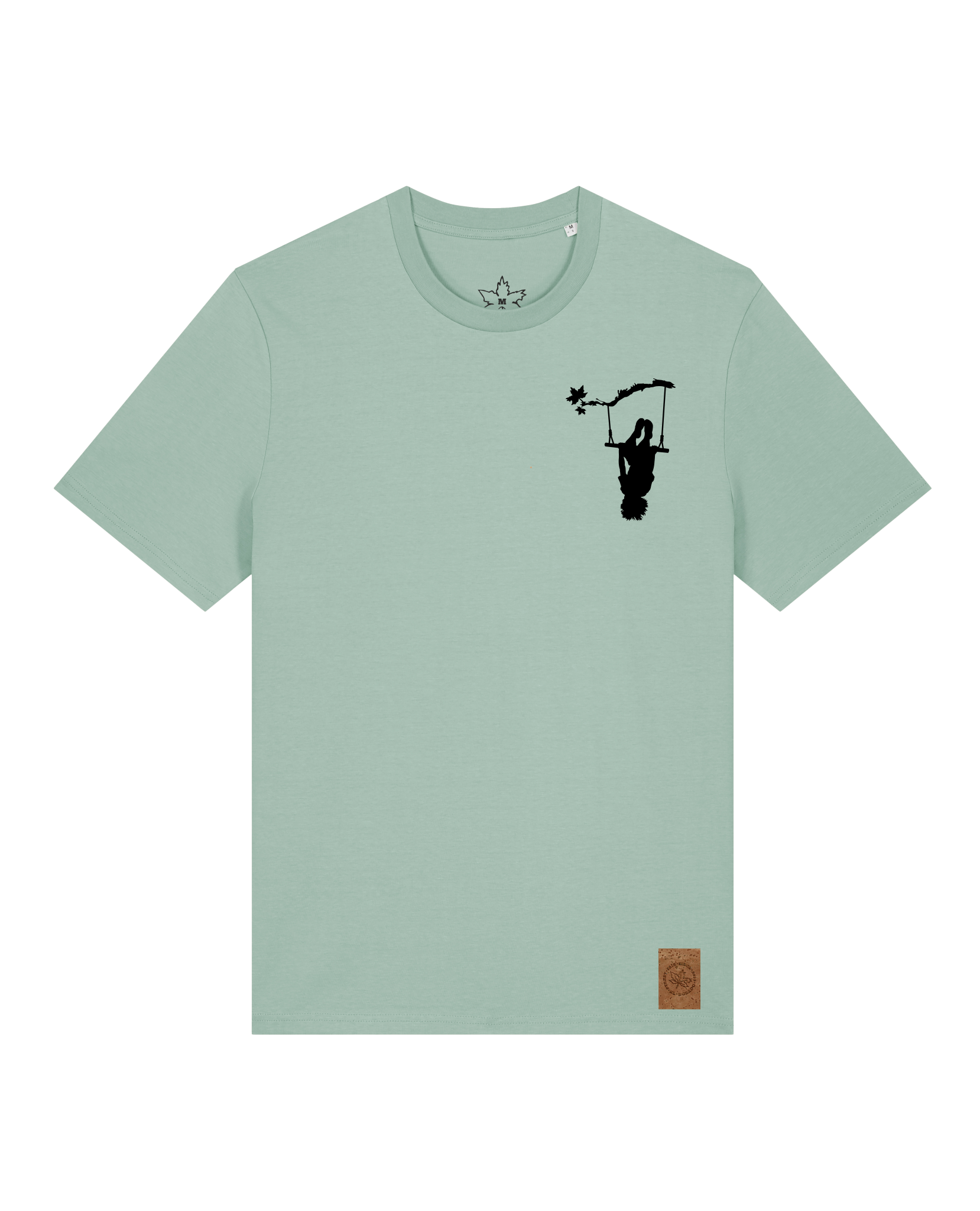 bio-unisex-medium fit-tshirt-schaukeln (backprint)-sttu169-eukalyptus-front