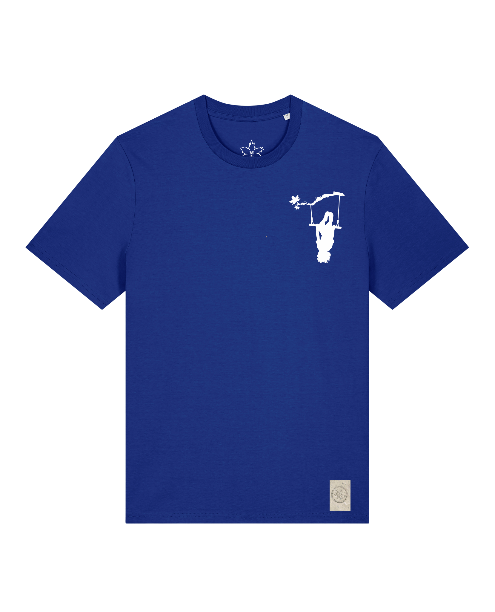 bio-unisex-medium fit-tshirt-schaukeln (backprint)-sttu169-kornblume-front