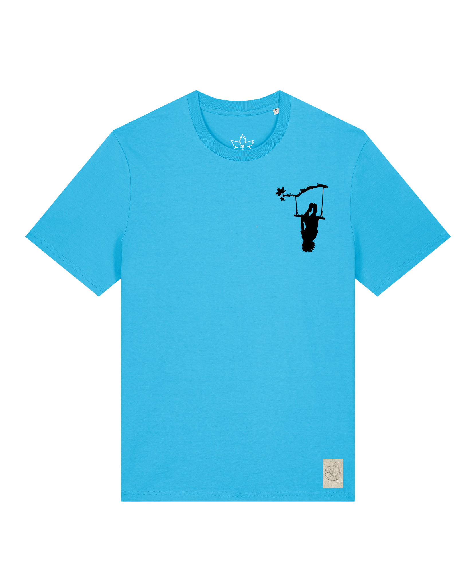 bio-unisex-medium fit-tshirt-schaukeln (backprint)-sttu169-wasserblau-front