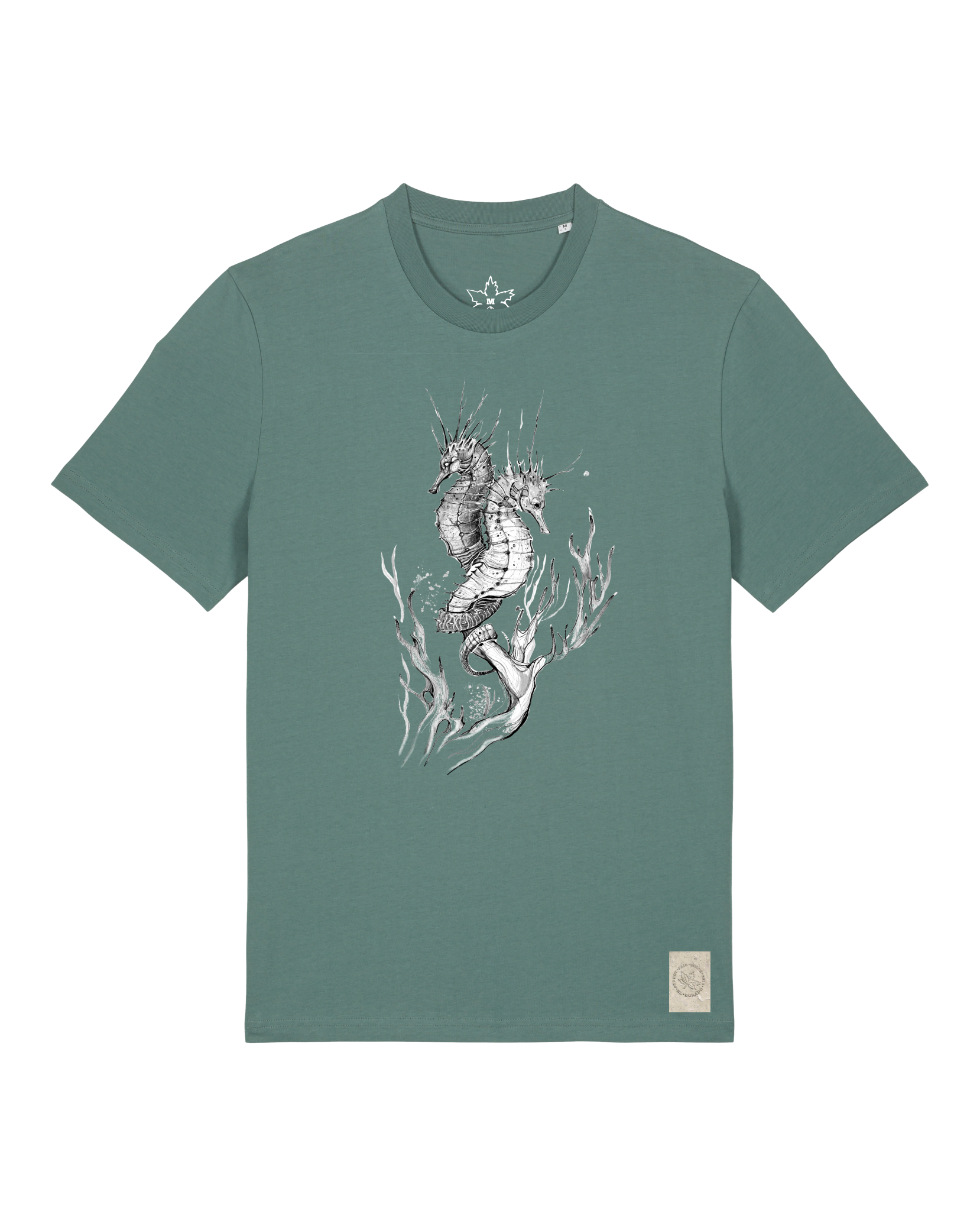 bio-unisex-medium fit-tshirt-seepferdchen-sttu169-blautanne-front