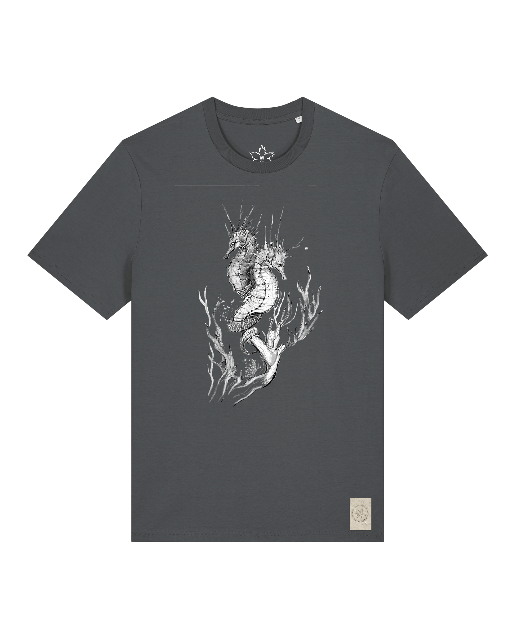 bio-unisex-medium fit-tshirt-seepferdchen-sttu169-eisen-front