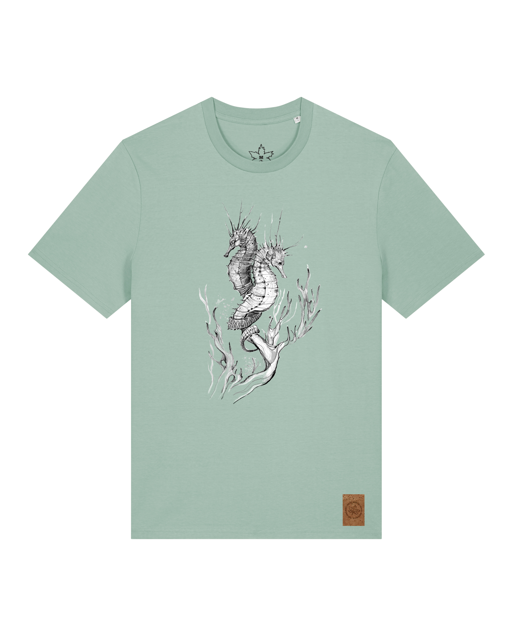 bio-unisex-medium fit-tshirt-seepferdchen-sttu169-eukalyptus-front