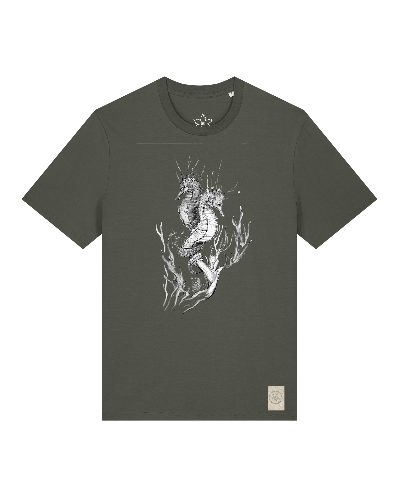 bio-unisex-medium fit-tshirt-seepferdchen-sttu169-grunkohl-front