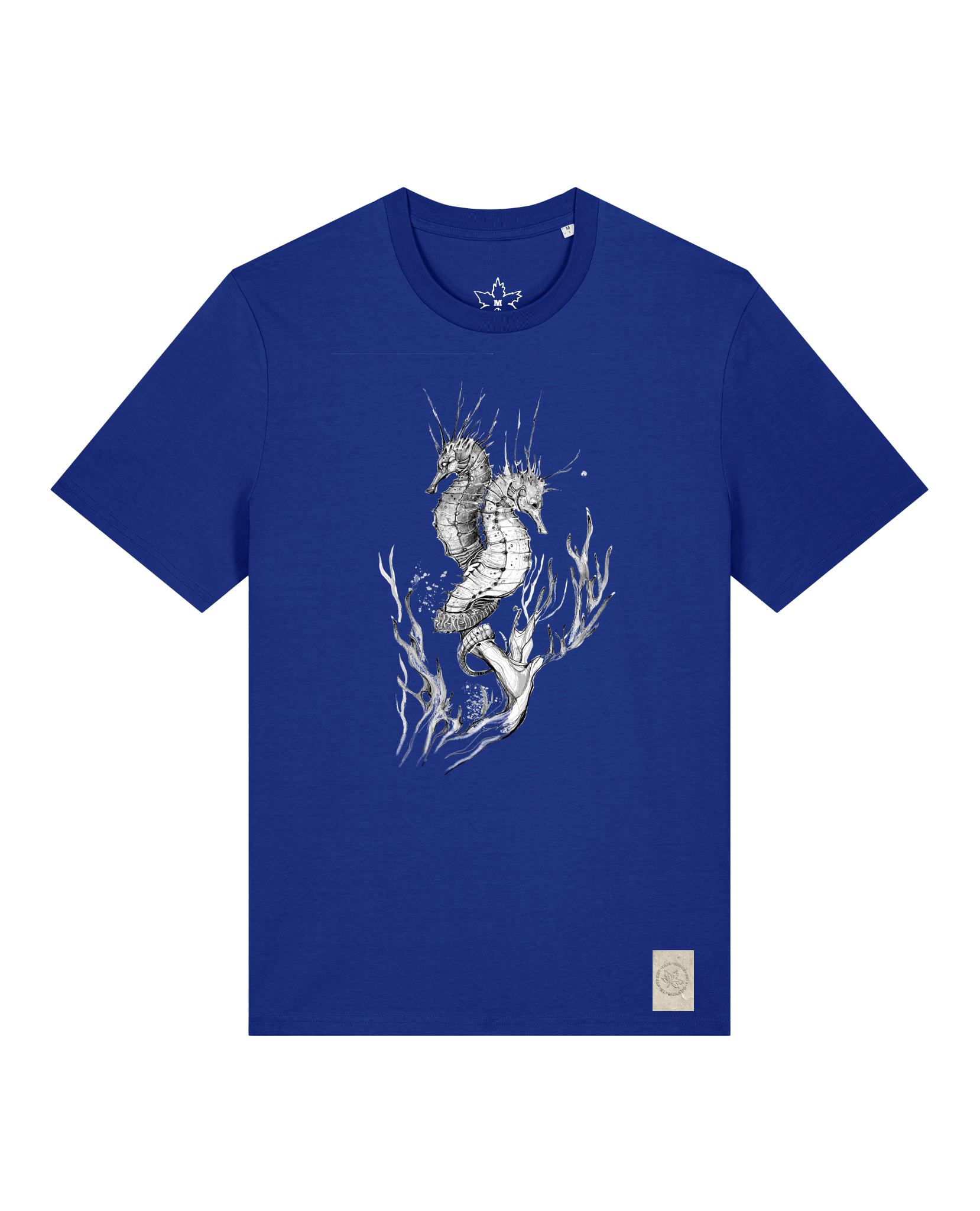 bio-unisex-medium fit-tshirt-seepferdchen-sttu169-kornblume-front