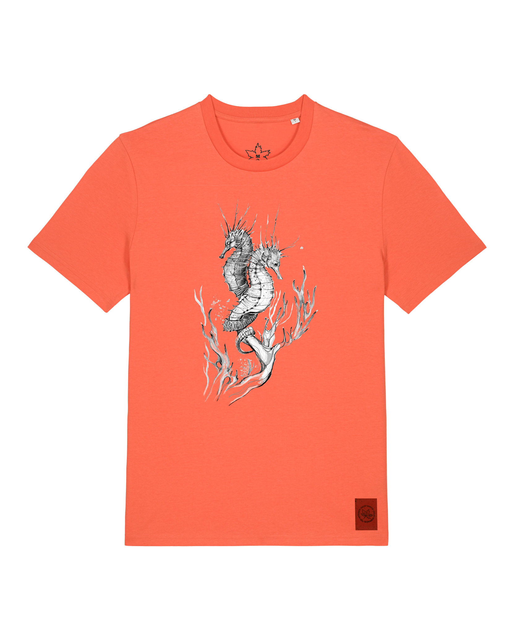 bio-unisex-medium fit-tshirt-seepferdchen-sttu169-mandarine-front