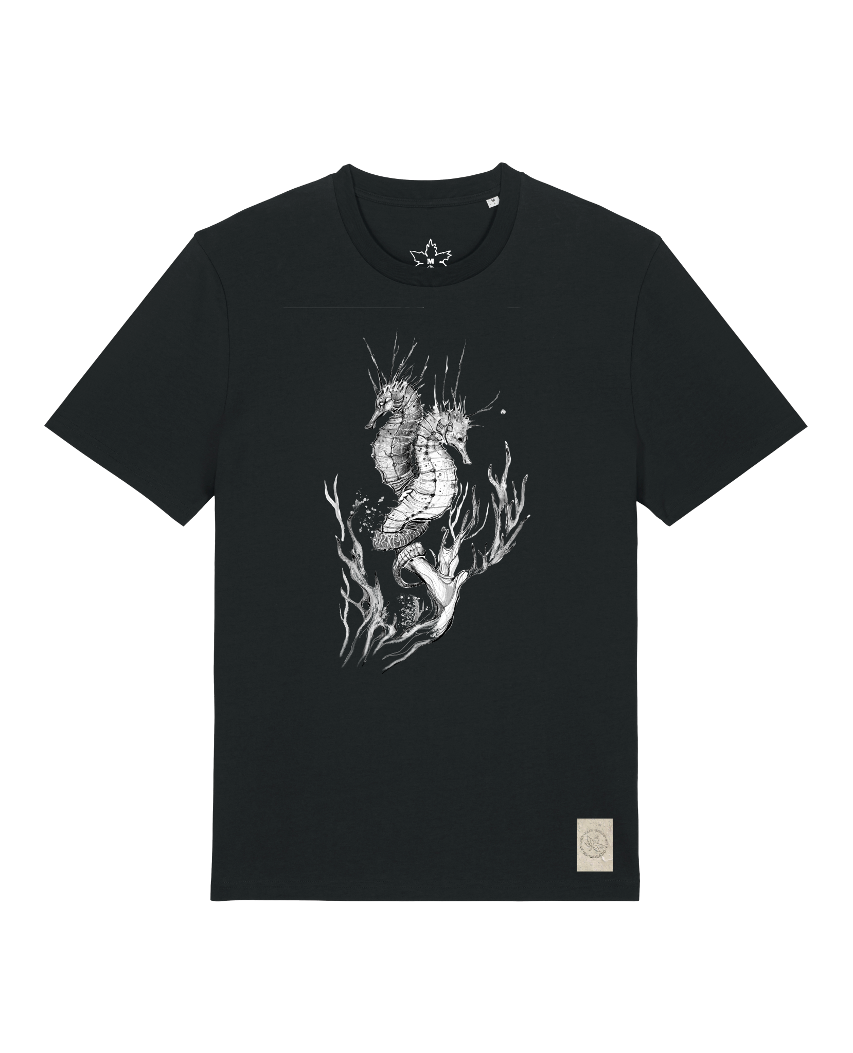 bio-unisex-medium fit-tshirt-seepferdchen-sttu169-schwarz-front