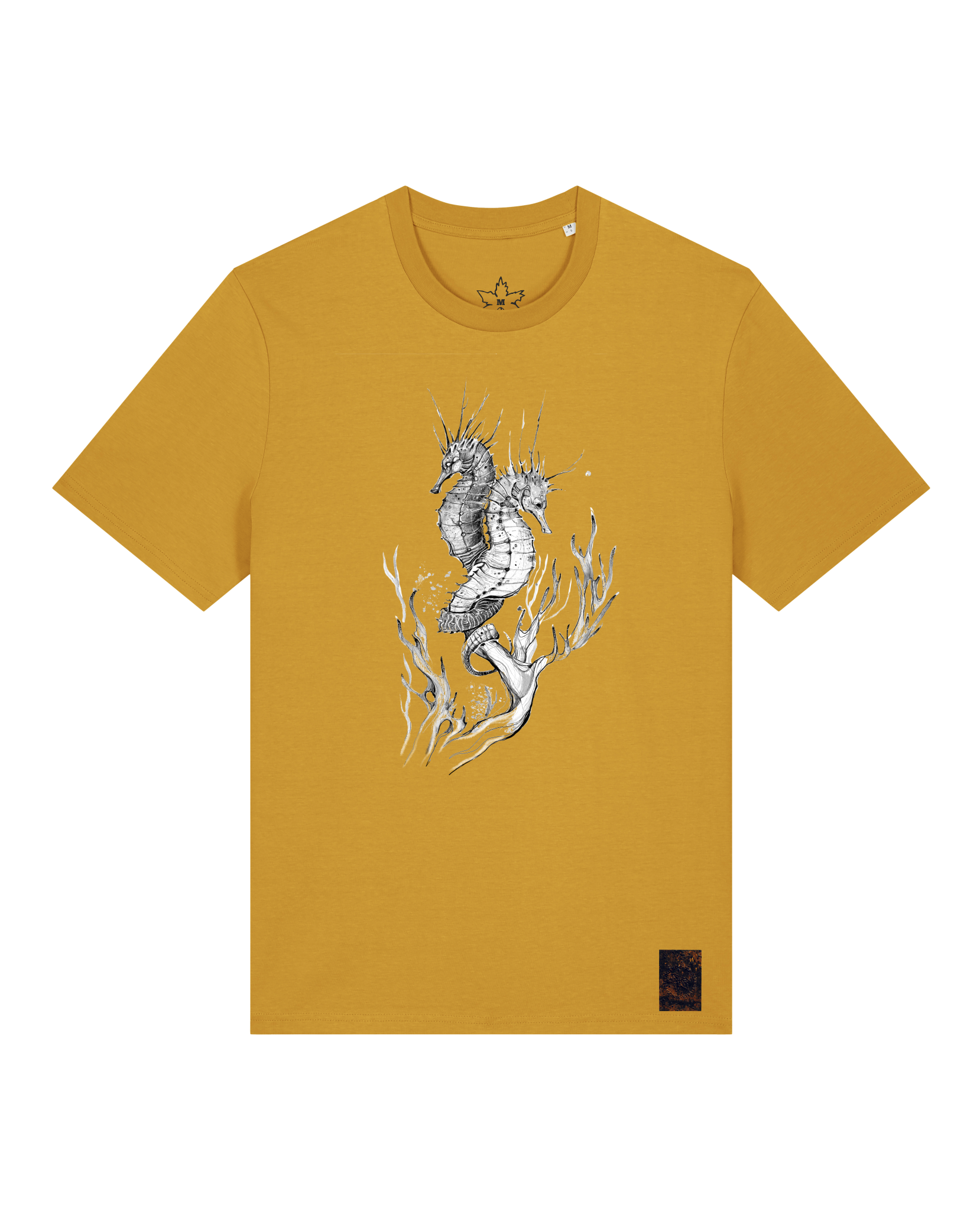 bio-unisex-medium fit-tshirt-seepferdchen-sttu169-senf-front
