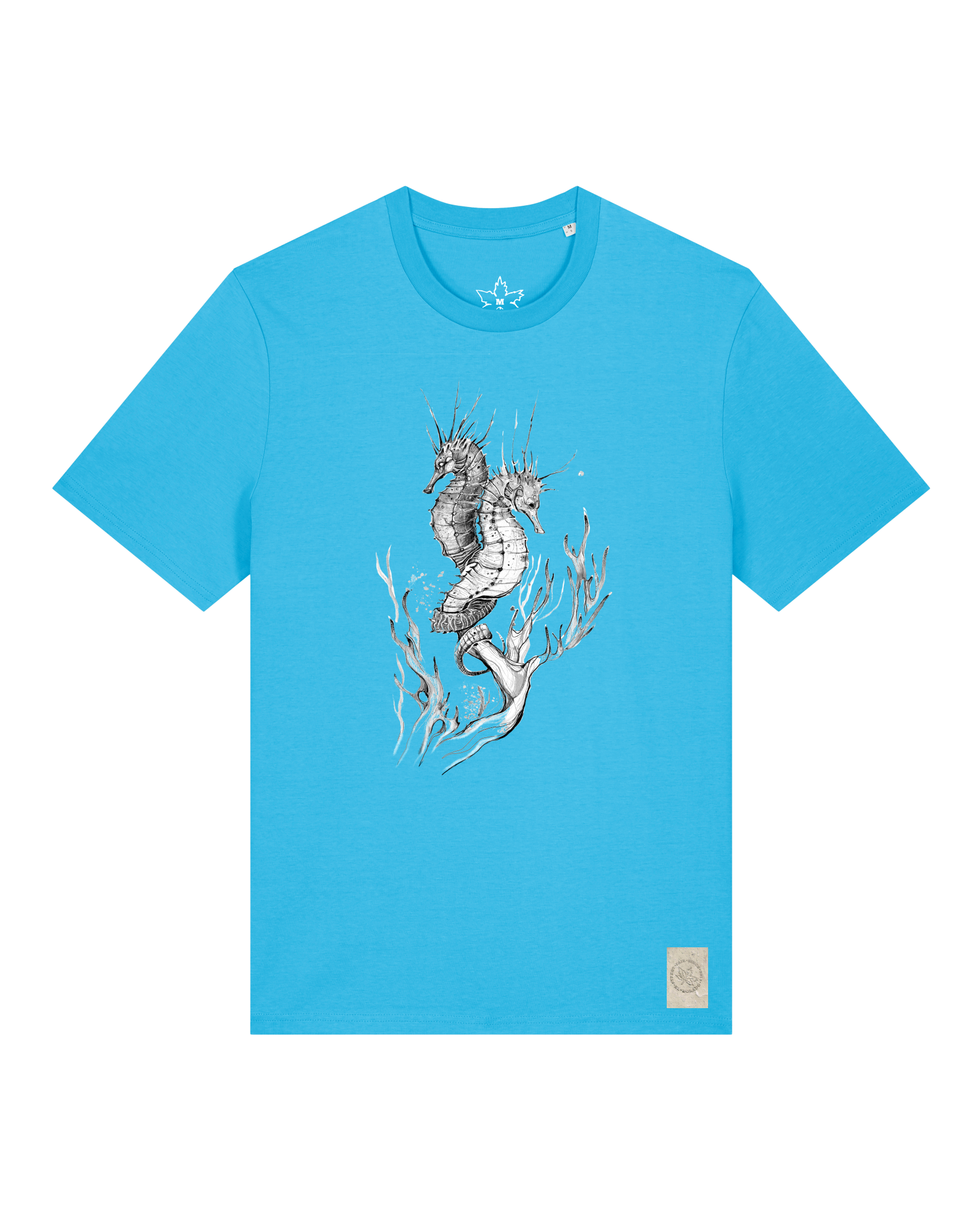 bio-unisex-medium fit-tshirt-seepferdchen-sttu169-wasserblau-front