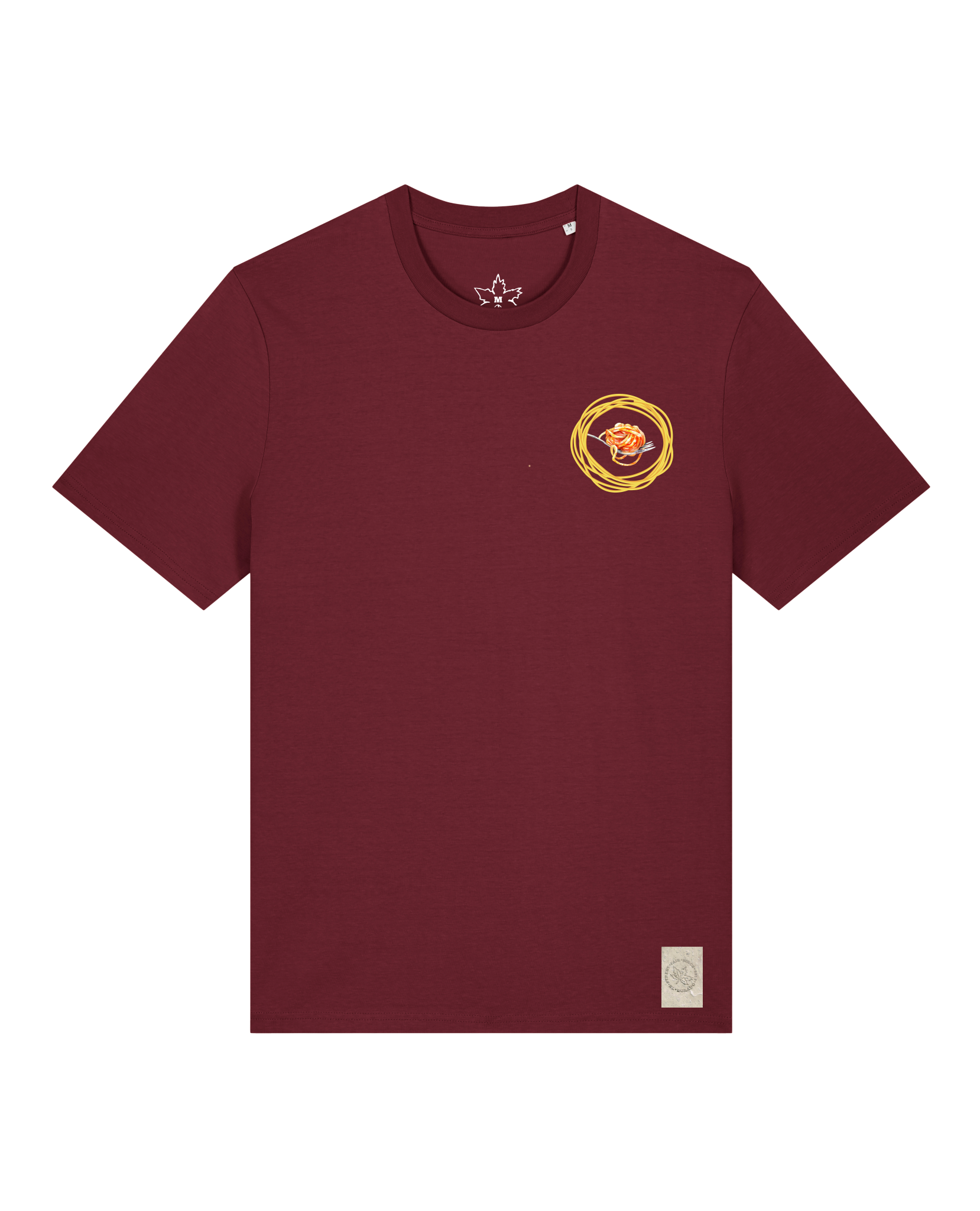 bio-unisex-medium fit-tshirt-spaghetti (backprint)-sttu169-burgunder rot-front