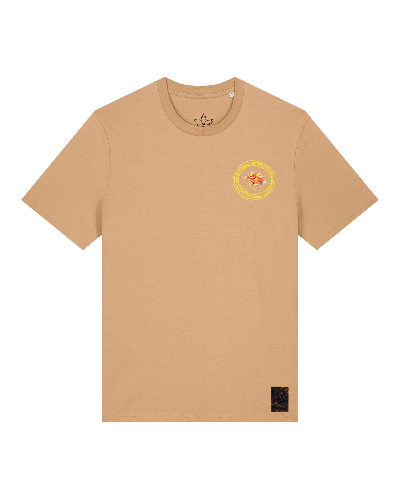 bio-unisex-medium fit-tshirt-spaghetti (backprint)-sttu169-meersand-front