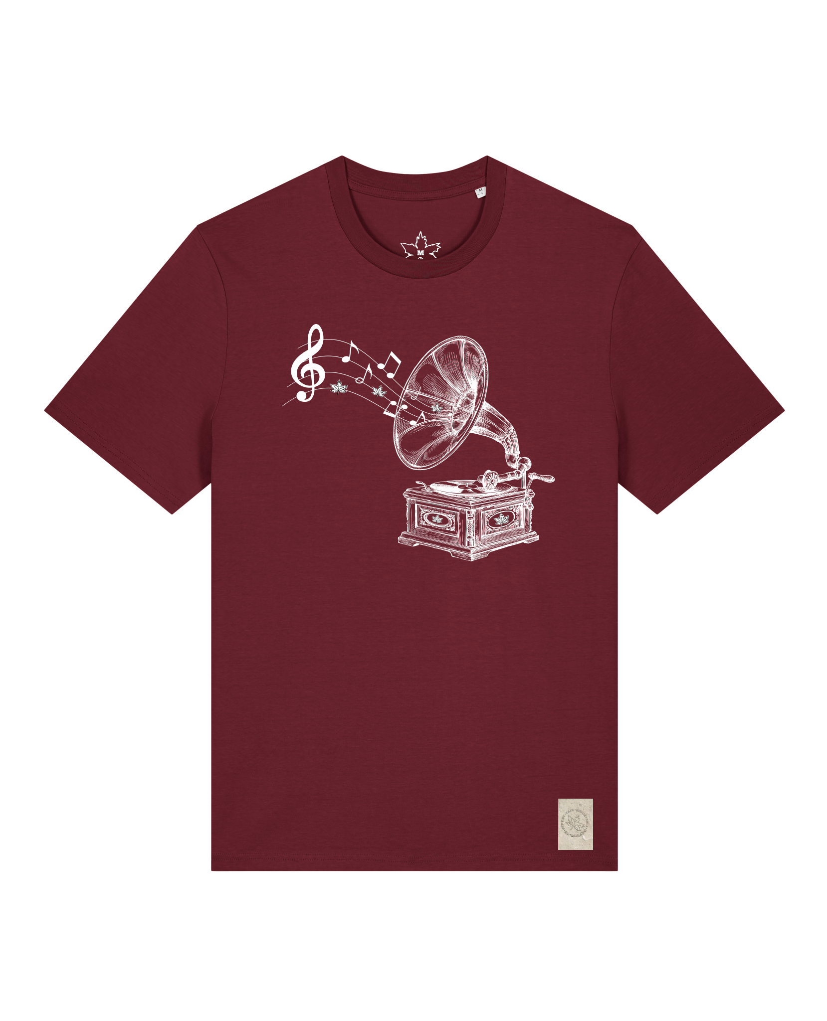 bio-unisex-medium fit-tshirt-stay tuned-sttu169-burgunder rot-front