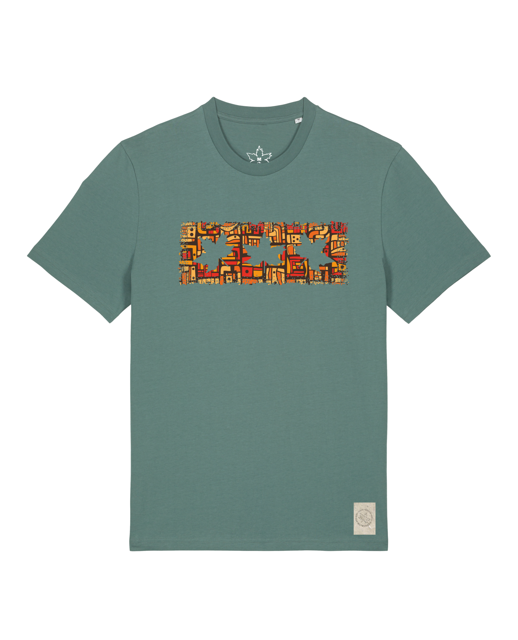 bio-unisex-medium fit-tshirt-t(h)ree leafes drift 2-sttu169-blautanne-front