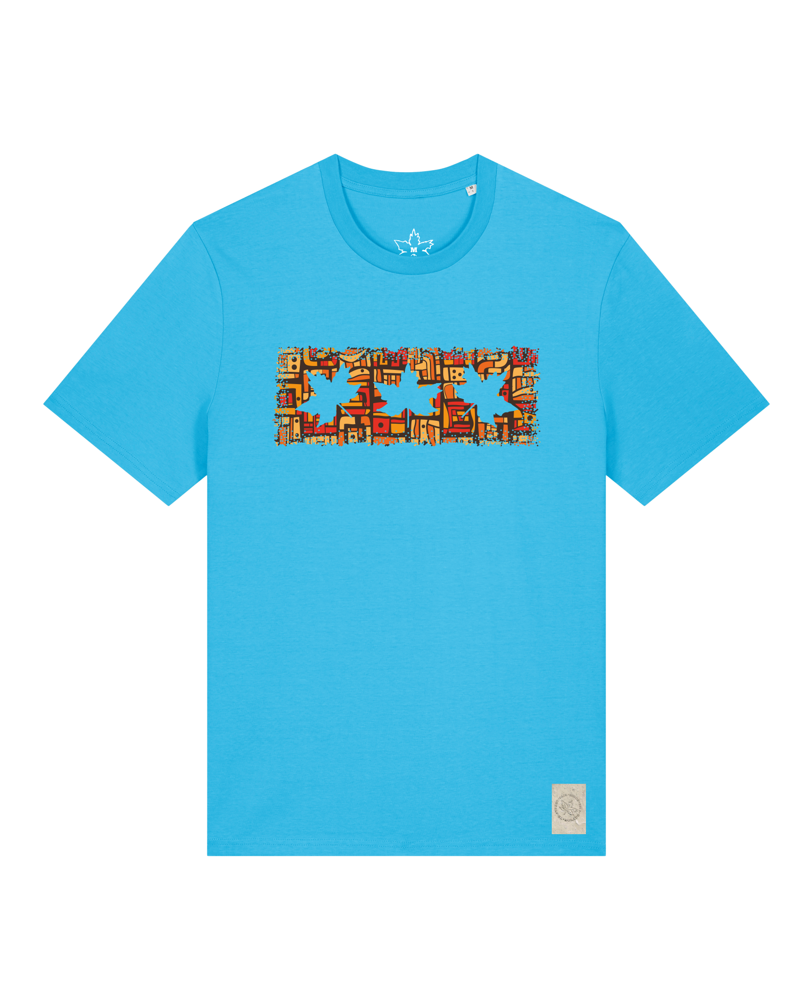 bio-unisex-medium fit-tshirt-t(h)ree leafes drift 2-sttu169-wasserblau-front