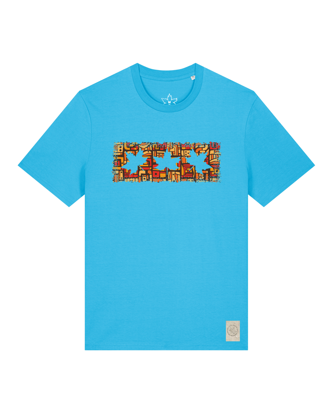 bio-unisex-medium fit-tshirt-t(h)ree leafes drift 2-sttu169-wasserblau-front