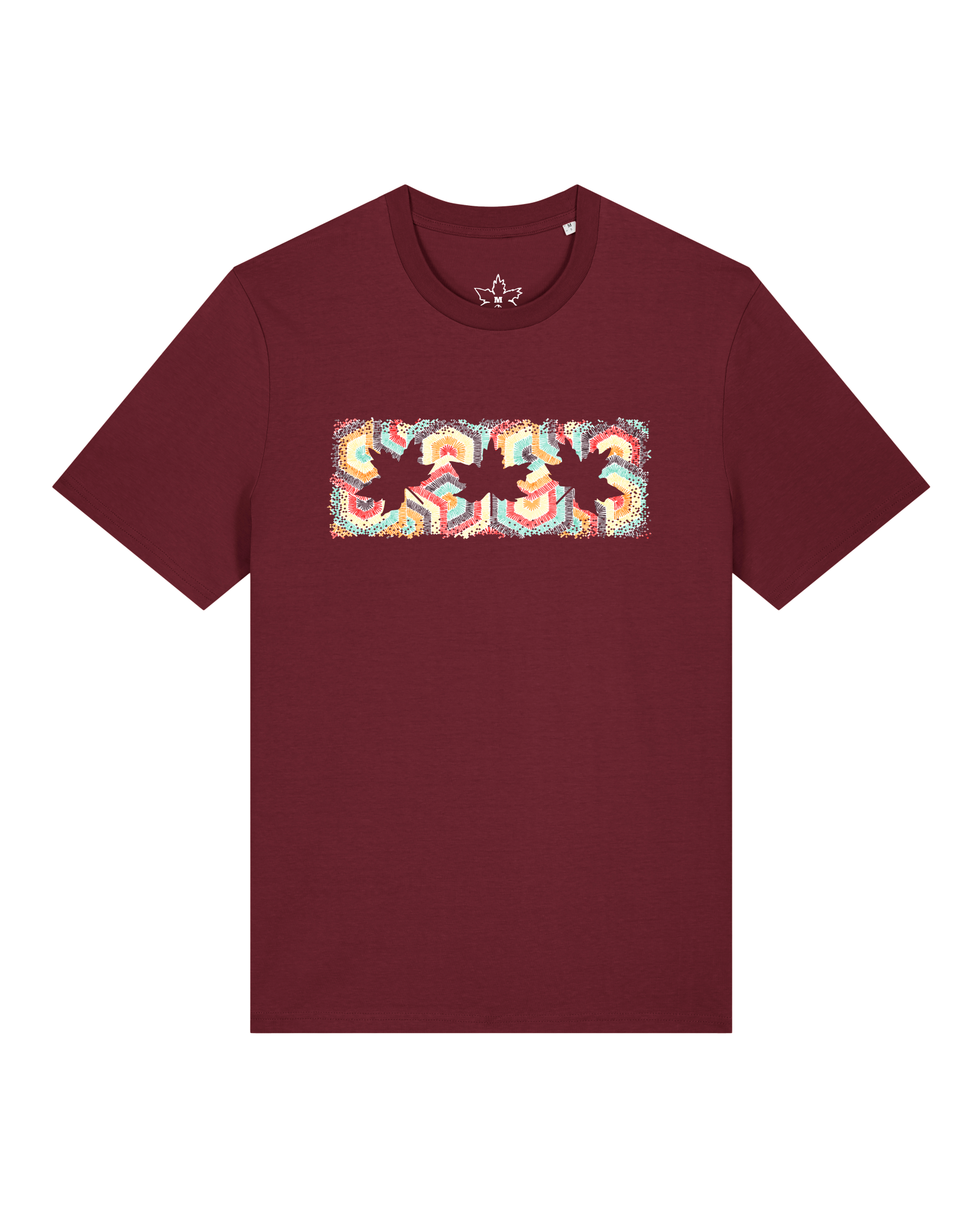 bio-unisex-medium fit-tshirt-t(h)ree leafes drift 3-sttu169-burgunder rot-front