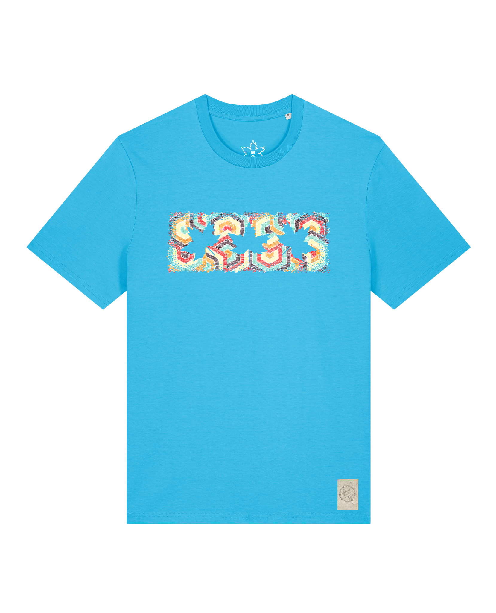 bio-unisex-medium fit-tshirt-t(h)ree leafes drift 3-sttu169-wasserblau-front